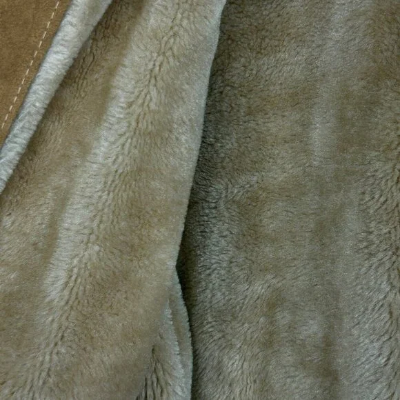 William Barry Tan Suede Flight Bomber Jacket Sherpa Lined Vintage Size 40